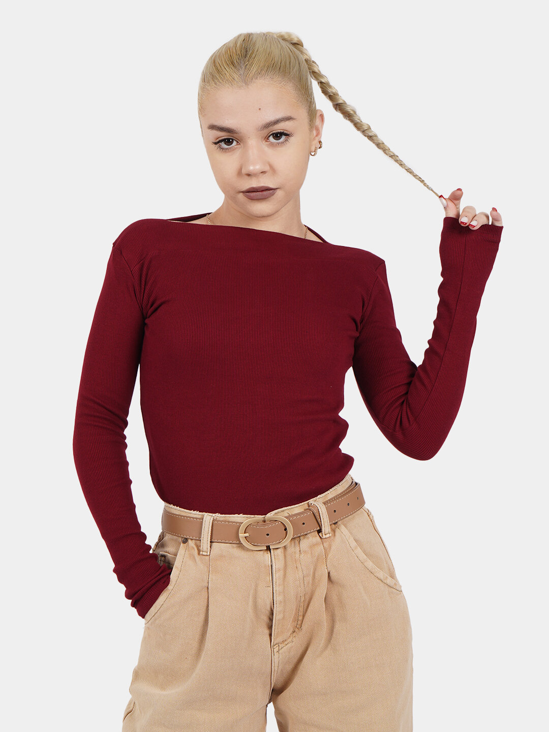 Водолазка , размер 44-46, розовый, коричневый, красный, белый — фото 1