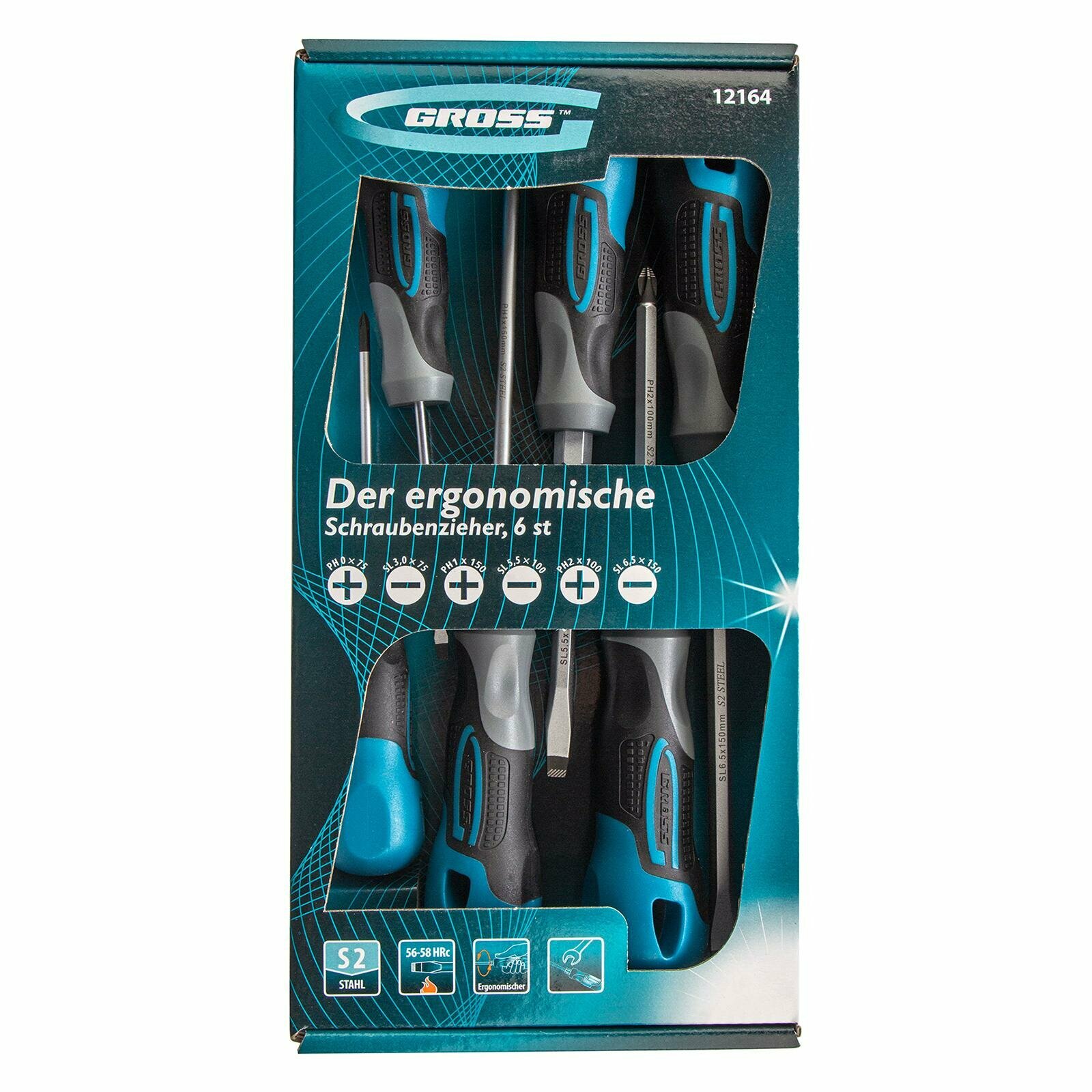 Набор отвёрток Gross 6 шт PH + SL, S2 — фото 1