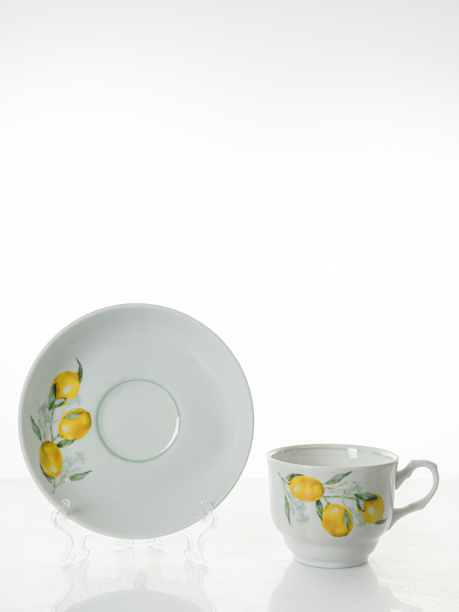Пара чайная фарфоровая 250 мл, Добруш "Лимоны" ф. Тюльпан, отводка люстром