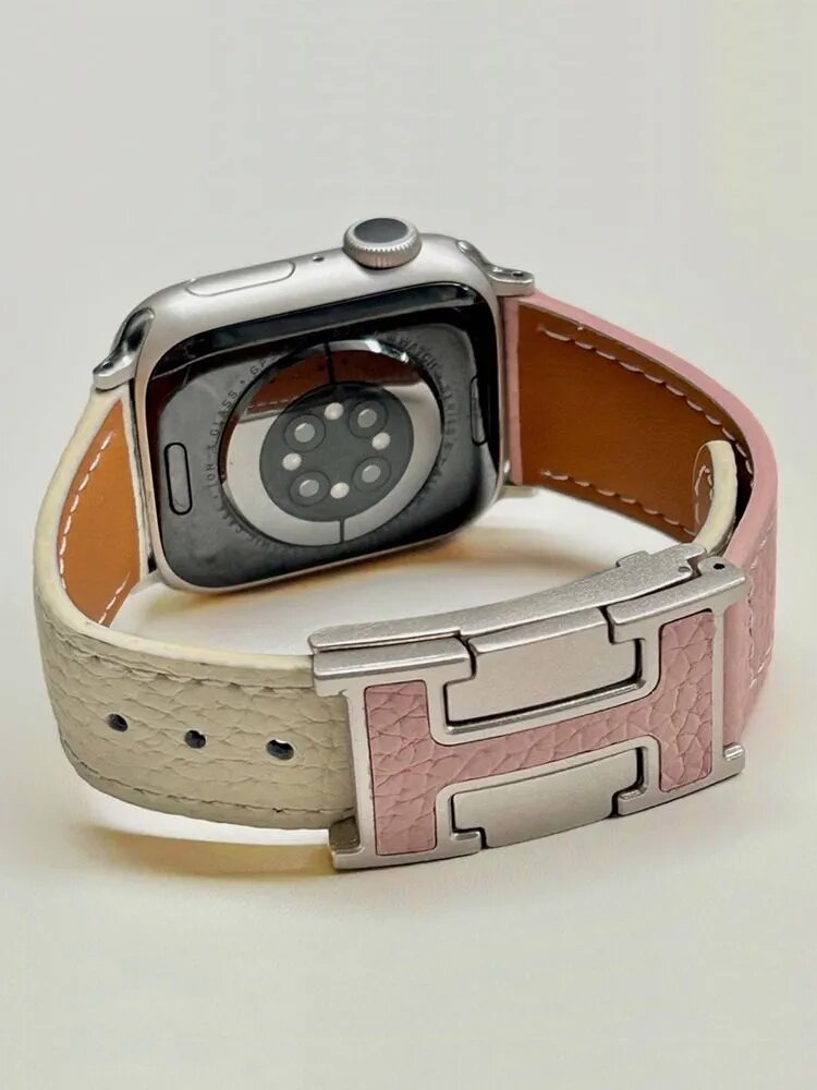 Кожаный ремешок с Н-образной магнитной пряжкой подходит для смарт-часов apple watch S10/SE/Ultra 42мм, 44мм, 45мм, 49мм