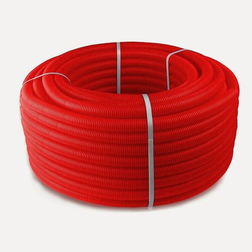 Изображение товара Шланг гофрированный РосТурПласт 32 мм 50 м красный для электропроводки, артикул 35401, производство Россия