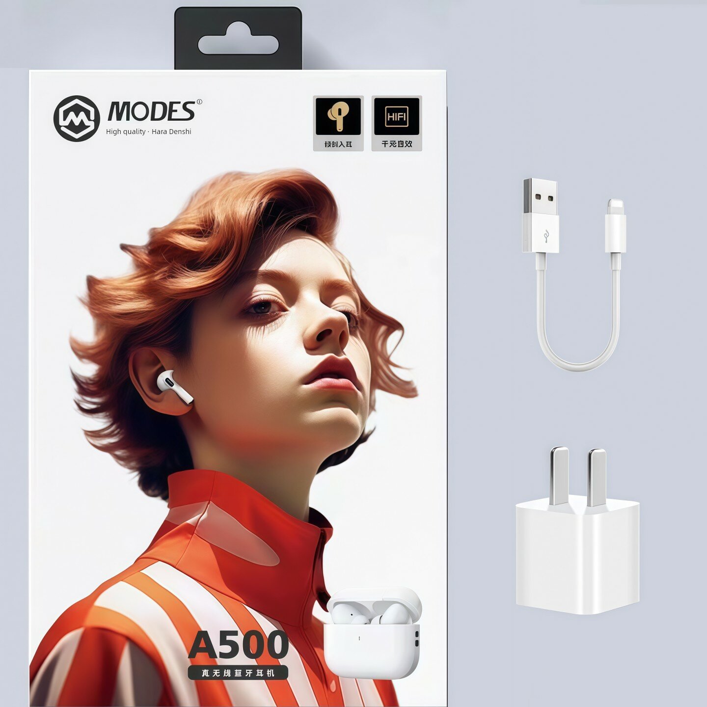 Modern Style A500 Беспроводные наушники Bluetooth с вкладышами ENC шумоподавлением и басом, долгий срок службы, белый с