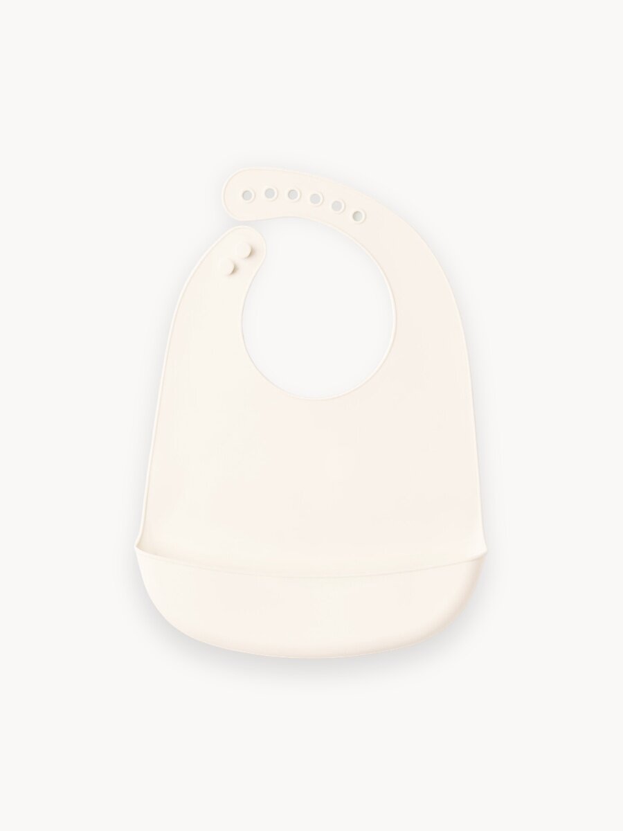 16006, Нагрудник для кормления Happy Baby, слюнявчик для новорожденных силиконовый, мягкий с кармашком, легкий, молочный