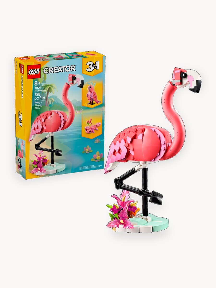 Конструктор LEGO Creator Дикие животные: Розовый фламинго 3 в 1, пластик ABS, 8+