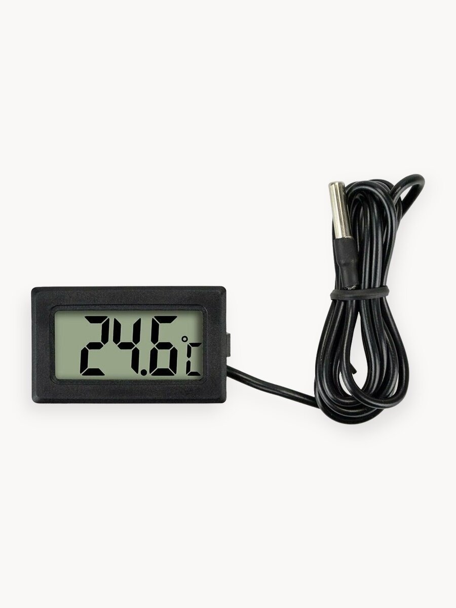 Электронный термометр для аквариума, почвы, инкубатора, с выносным датчиком, встраиваемый, черный
