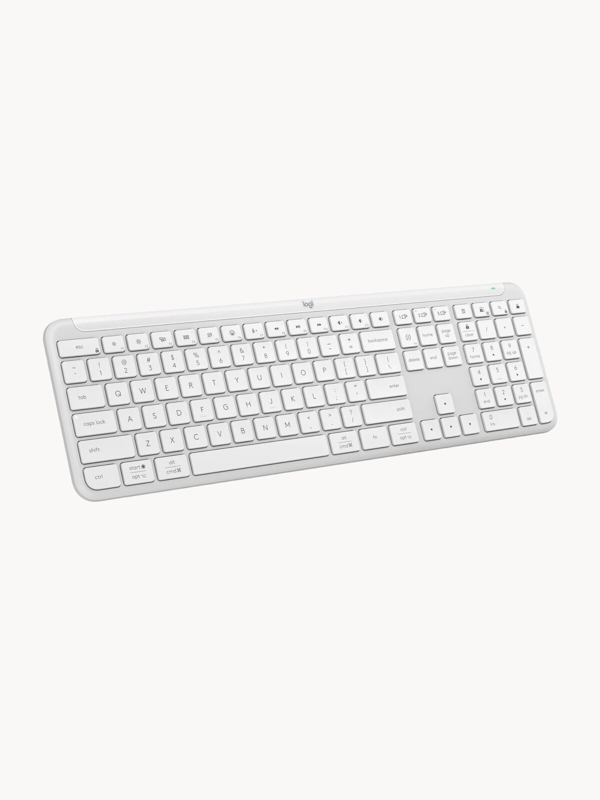 Островная Logitech K950, белый, английская раскладка, для планшета/для телевизора или медиаплеера, беспроводная, Bluetooth