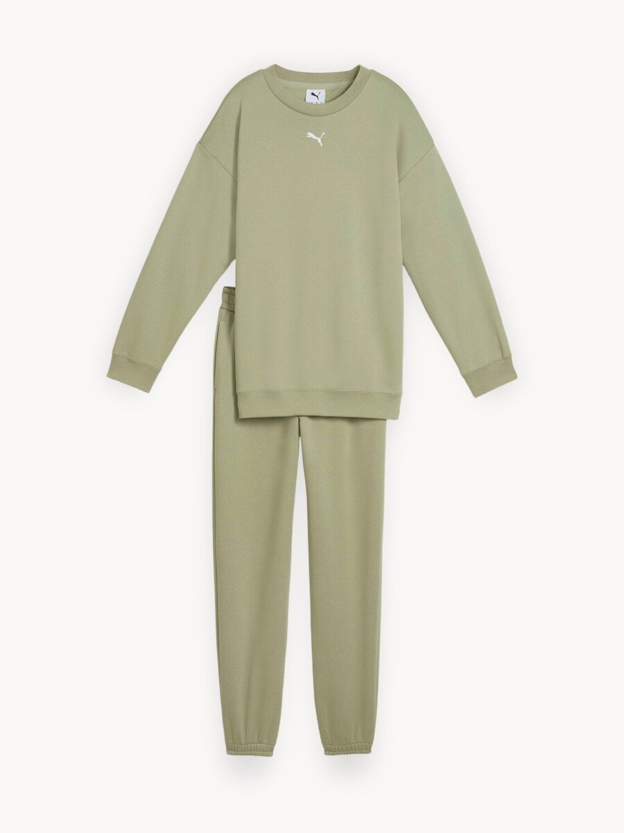 Костюм спортивный PUMA Loungewear Oversized, размер 140, оливковый