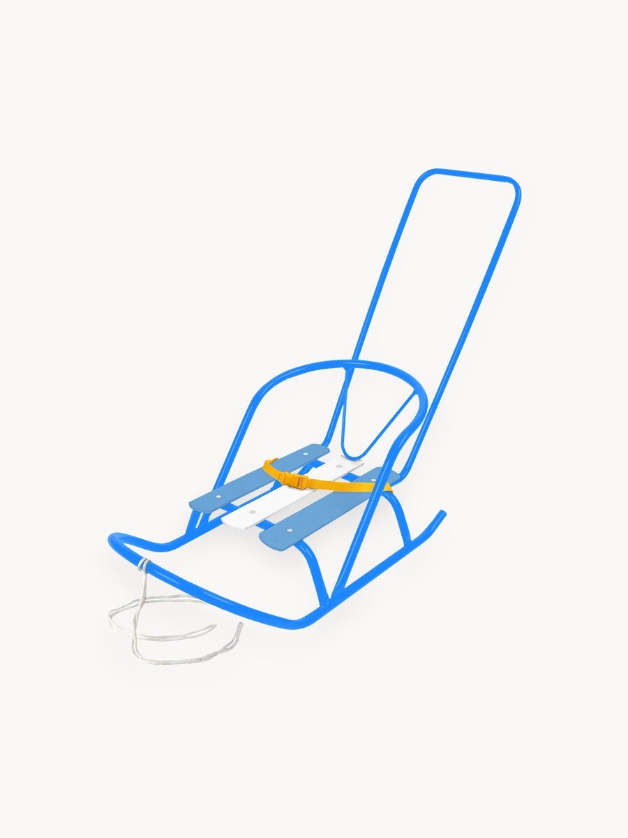 Санки для кукол с толкателем, 44.5х21.5х25 см, металл, дерево (голубой)