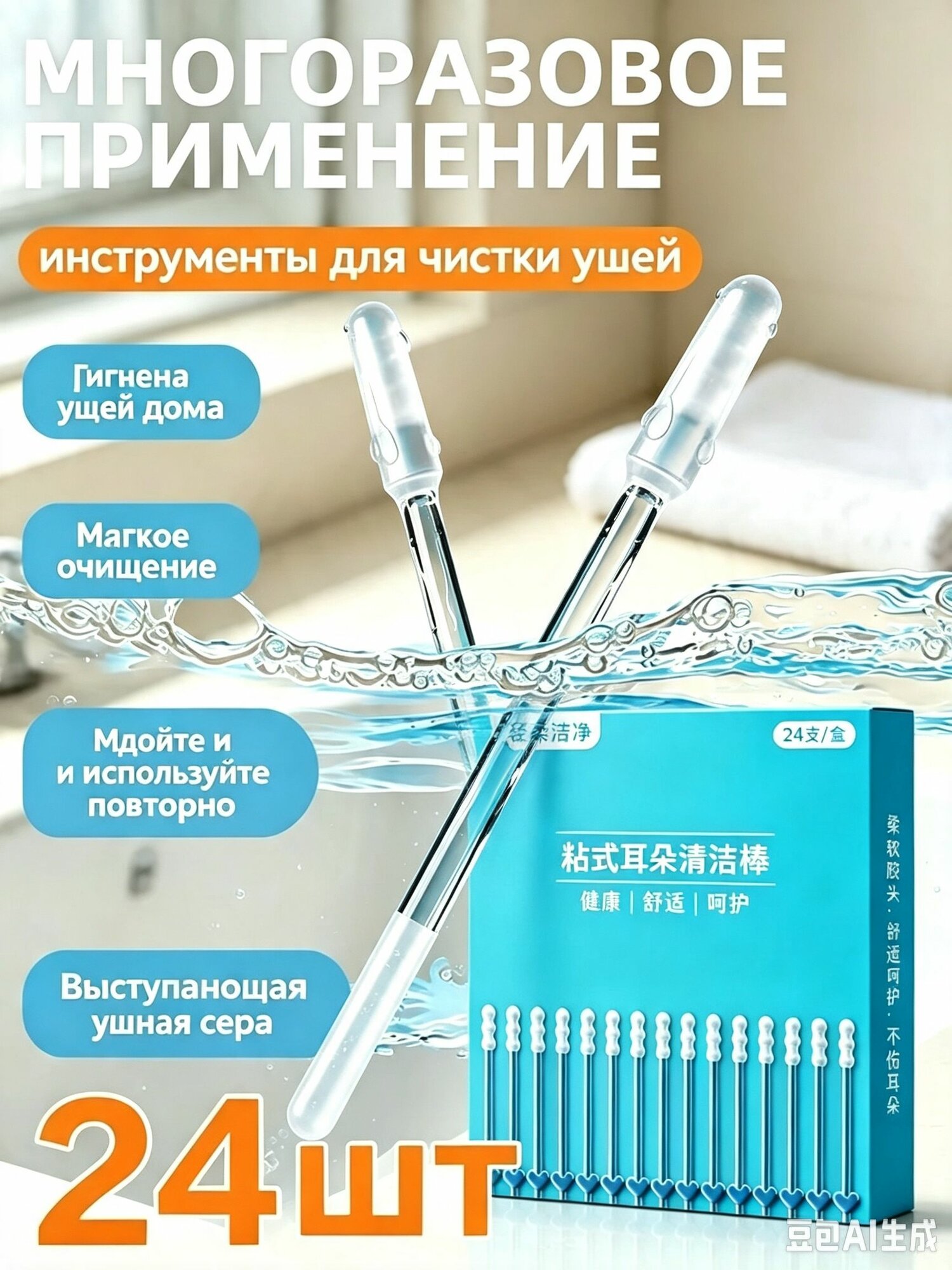 Ватные палочки, 24 шт.