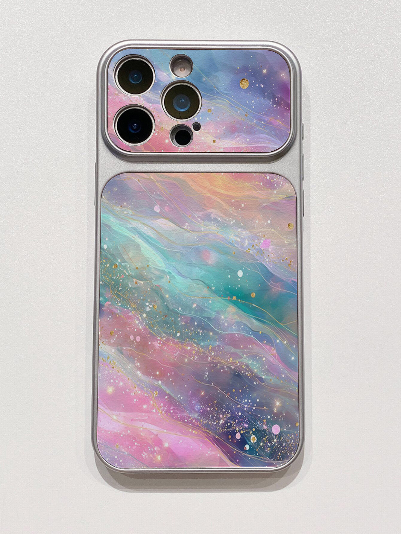 Чехол для iPhone 16 Pro(айфон 16 Про) из двух частей из искусственной кожи, в полоску Zibra и градиентного цвета, мягкая обложка