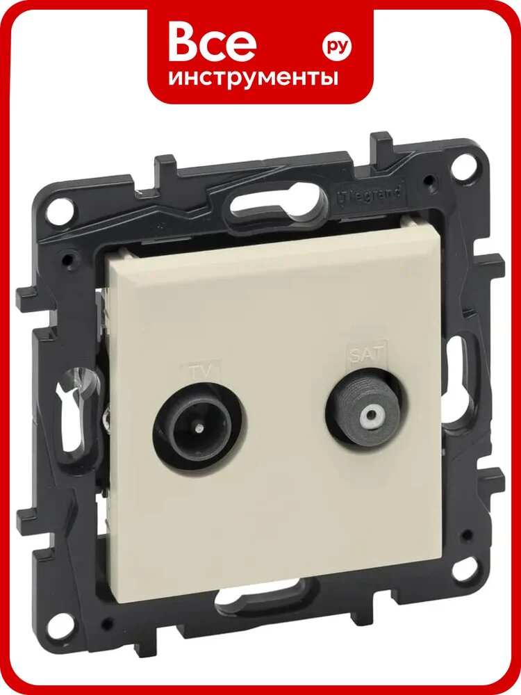 Розетка двойная Legrand STRUCTURA TV+SAT, тип звезда, двухкабельная, слоновая кость 764281