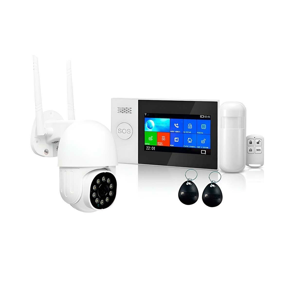 GSM охранная сигнализация с Wi-Fi видеокамерой Страж Сенсор-GSM и HDcom 9826-ASW5-8GS TUYA (W4648RU) для дома, беспроводной датчик движения, проводна