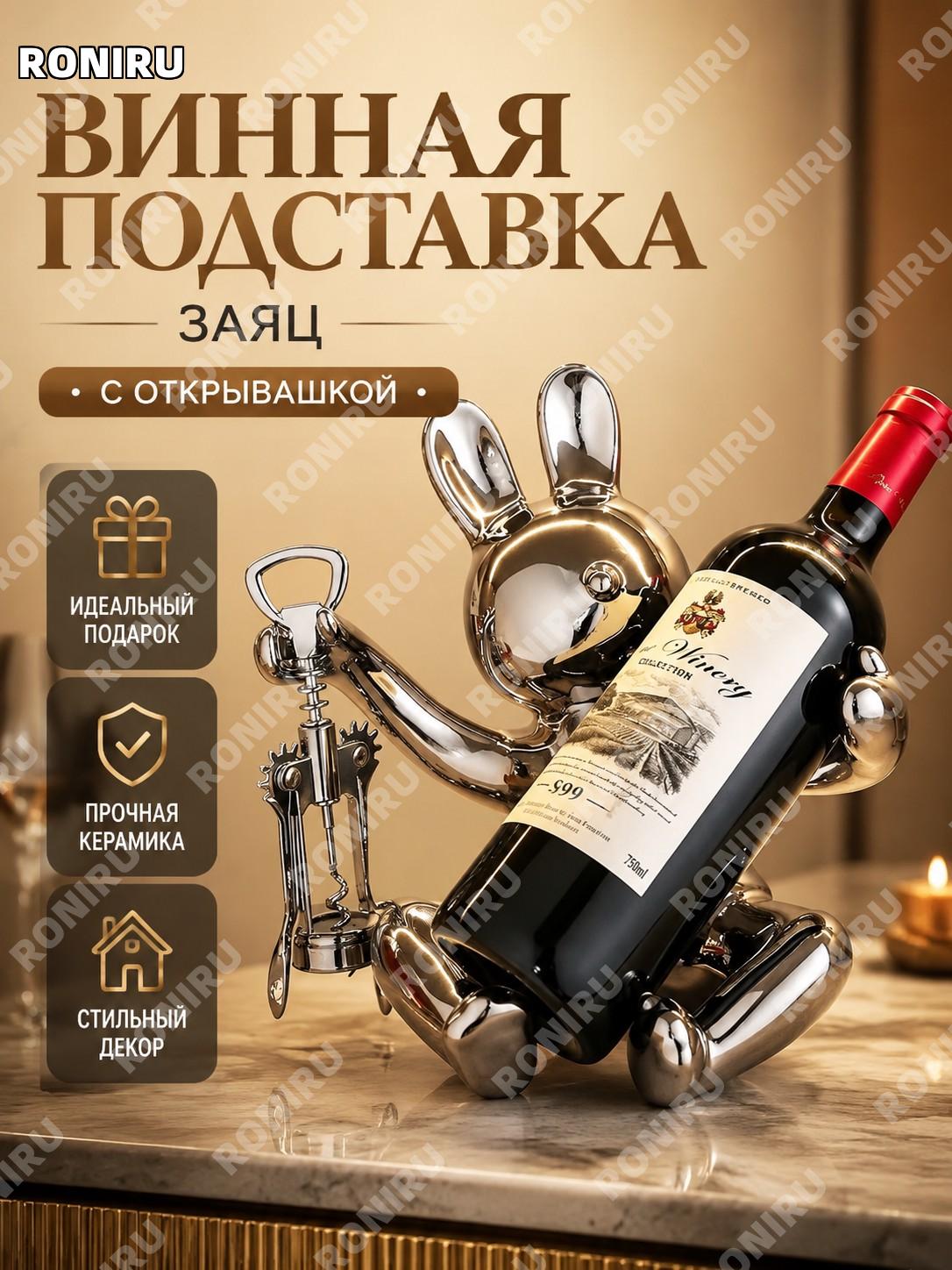 Кроличья подставка для вина с открывалкой, керамический винный держатель без бутылки, декор для дома и кухни стиль