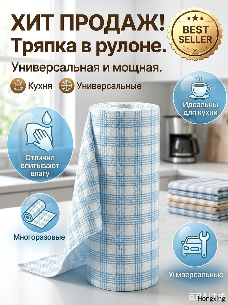 Салфетки для уборки, коричневая роспись, 25*25 см, 20 шт.
