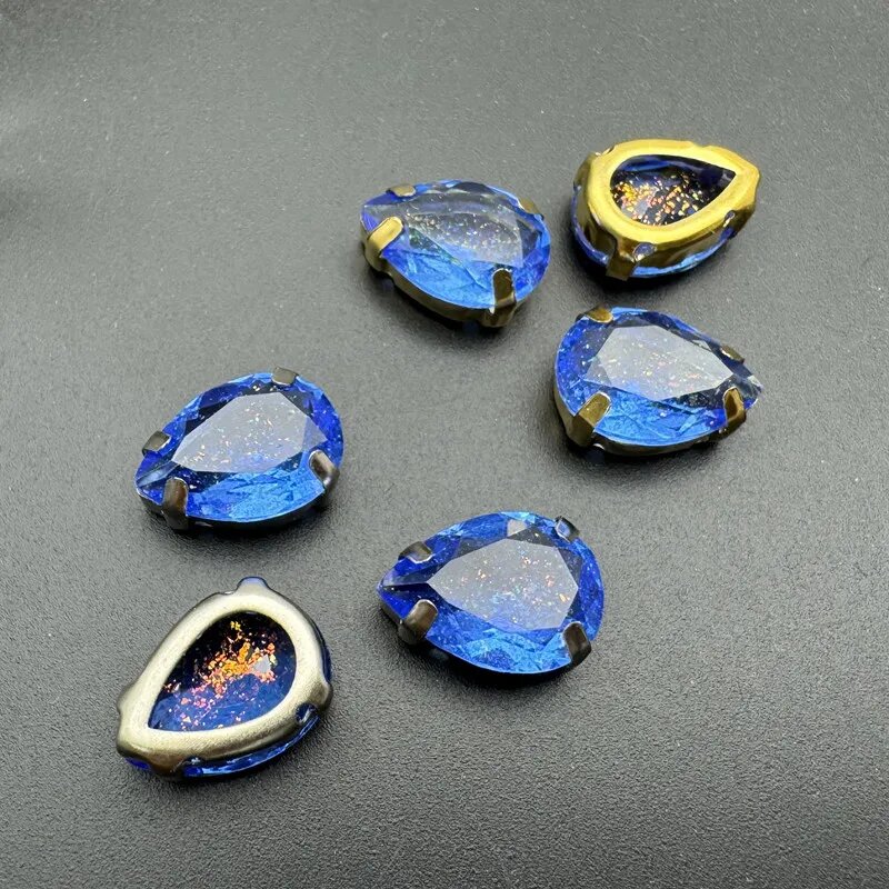 Смоляные каплевидные стразы для украшения stone with gold claw, cobalt