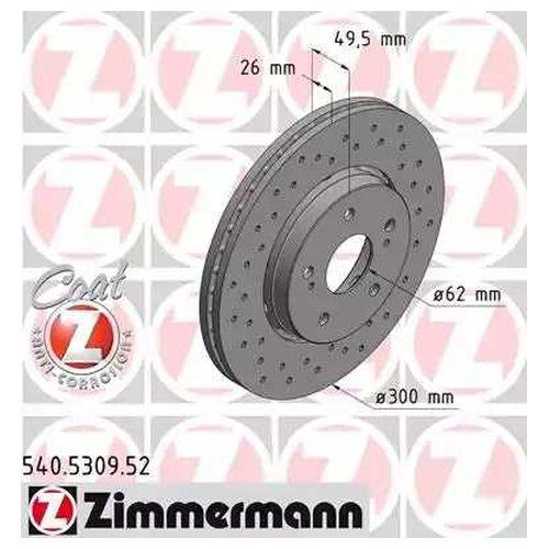Диск тормозной Zimmermann 540530952 для Suzuki Kizashi