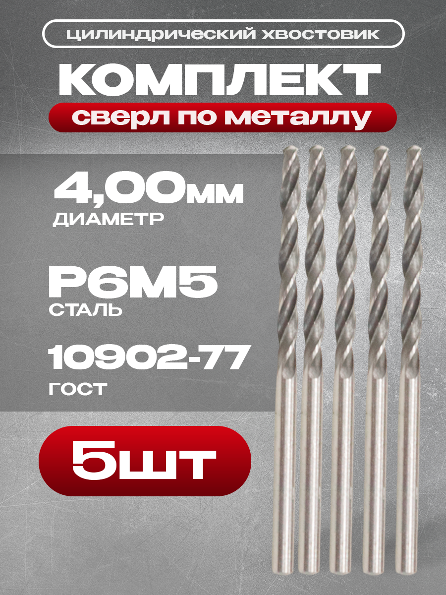 Сверло по металлу 400мм ц/х Р6М5 ГОСТ 10902-77 (Комплект 5шт)
