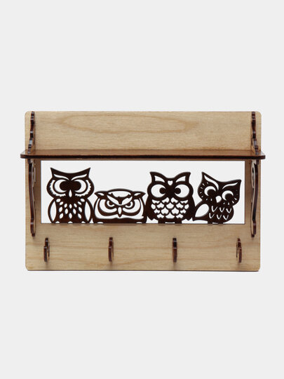 Ключница с полочкой "Cовушки", лакированная, 25 * 17, полочка 6 см . фанера 5 мм