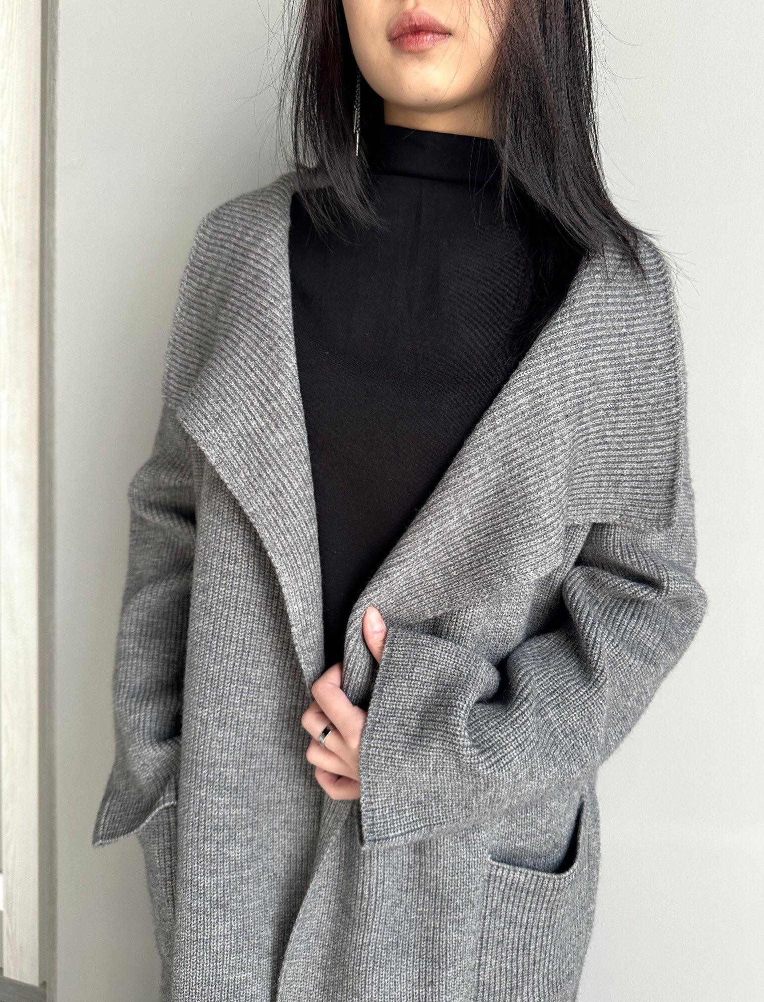 Кардиган INK Бежевый, черный, серый, размер Std, серый — фото 1