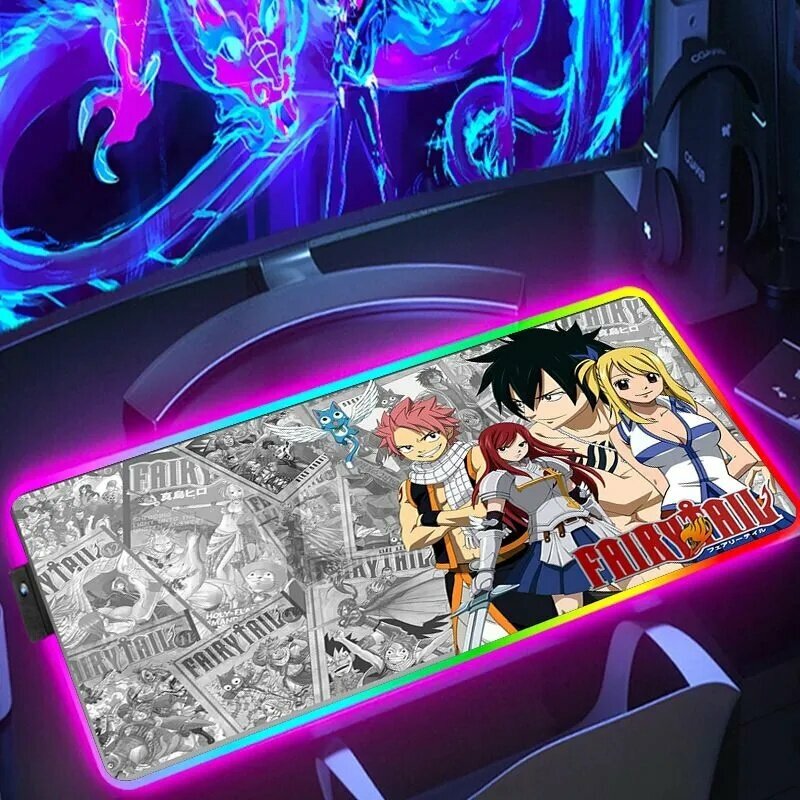 Fairy Tail Коврик для мыши, XXL, серый, желтый, коврик для настольных игр и раскладки карт