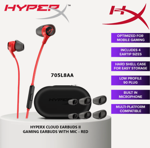Изображение товара Игровые наушники HyperX Cloud Earbuds II Red 705L8AA (красный), для PC, PS5, PS-4, Xbox, Nintendo, смартфонов