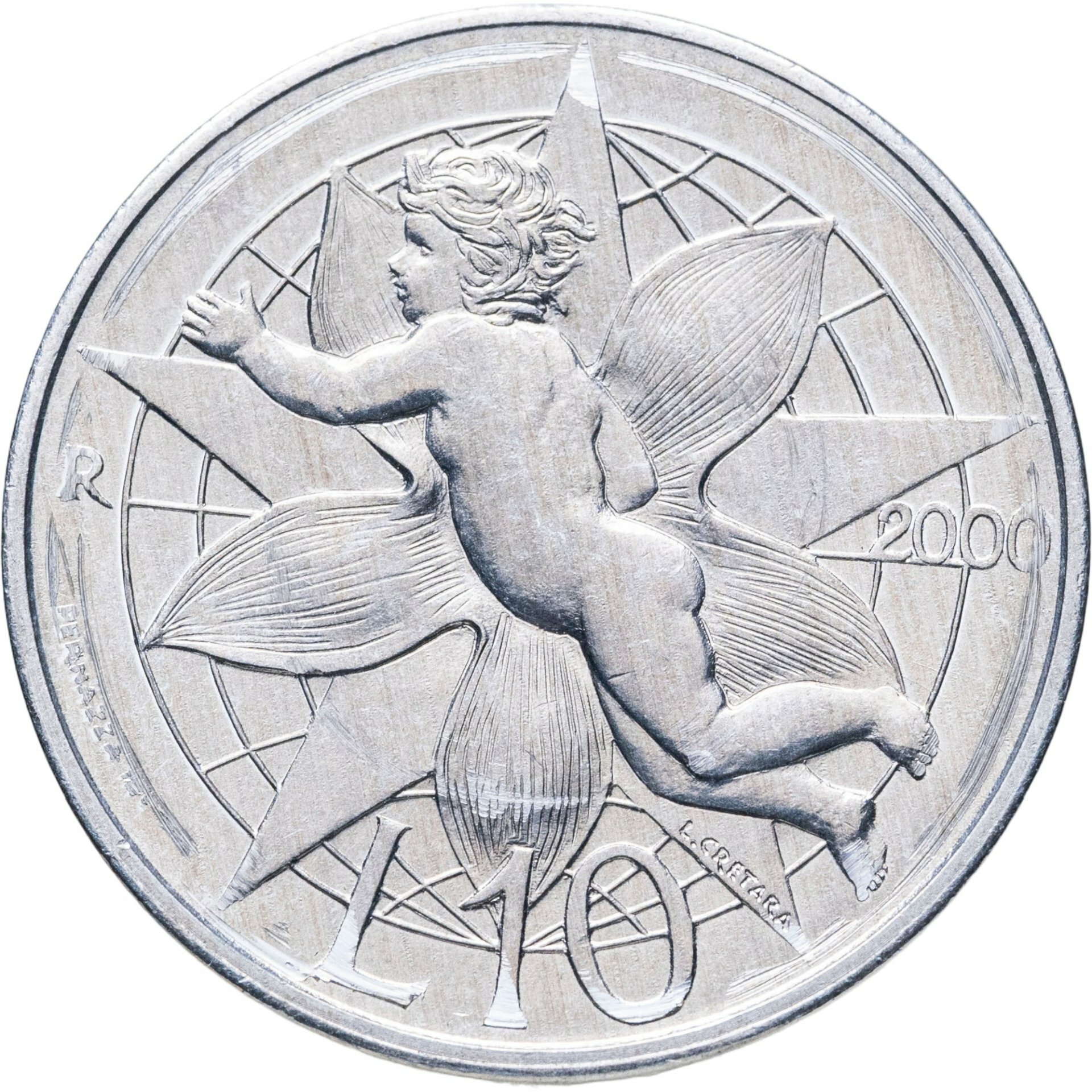 Сан-Марино 10 лир lire 2000, Алюминий, в сохранности UNC