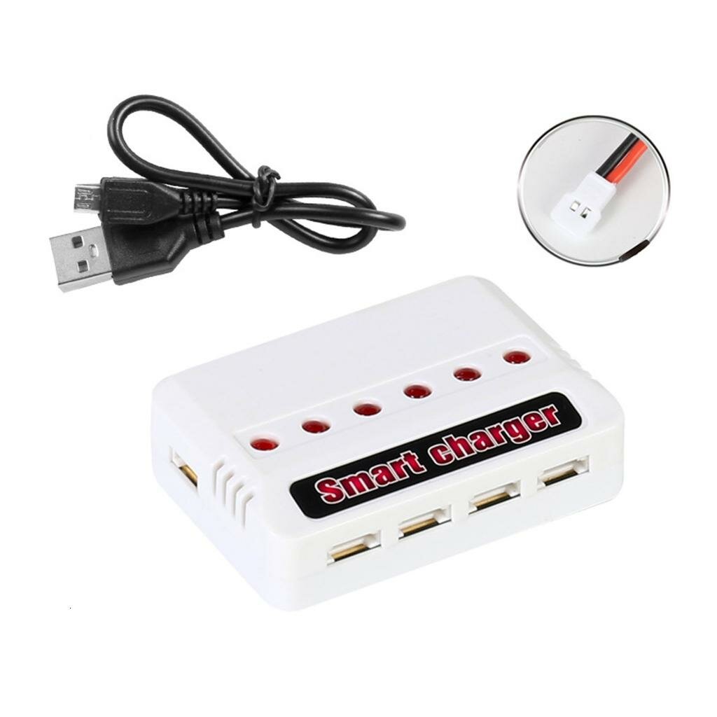 6 в 1 Зарядное устройство для Li-po аккумуляторов 3.7В для RC дронов, Белый - Порт XH2.54