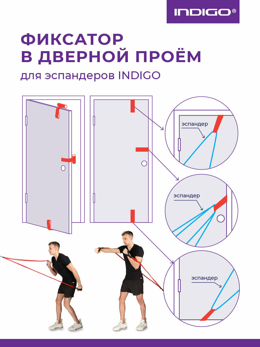 Фиксатор в дверной проем INDIGO для эспандеров, черный, универсальный — фото 1