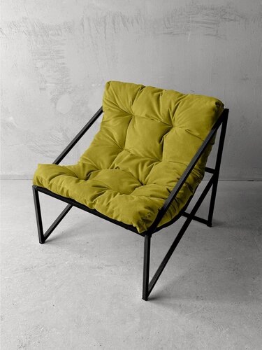 Изображение товара Кресло в стиле лофт Лофтовик Слэш + Желтый велюр