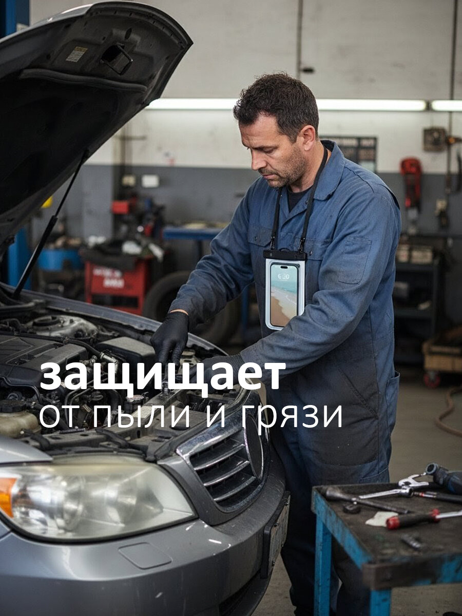 Водонепроницаемый чехол для телефона со шнурком / Непромокаемый чехол для телефона — фото 1