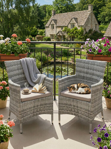 Изображение товара Кресло из искусственного ротанга Пьяцца (Piazza) серый подушка серая, 2 шт