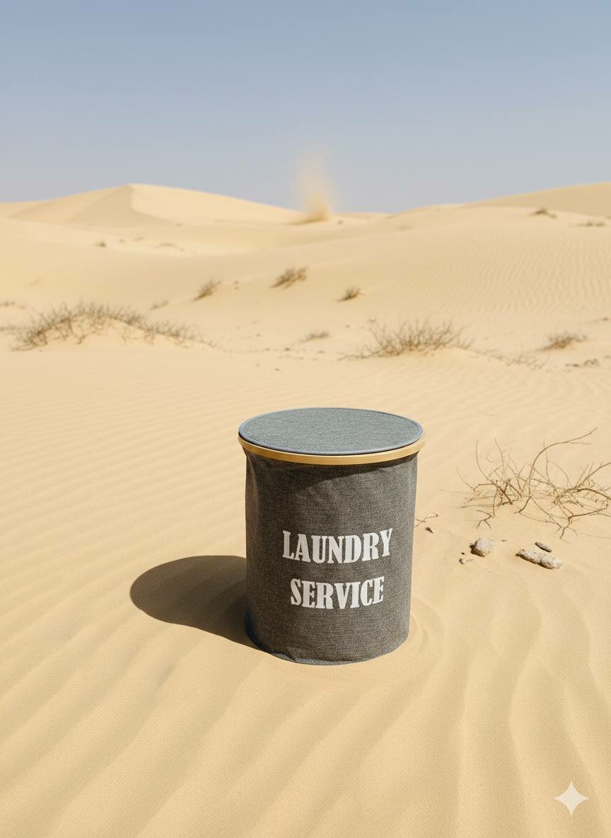 Корзина для белья "Laundry Service" — С крышкой и бамбуковым ободом — фото 1