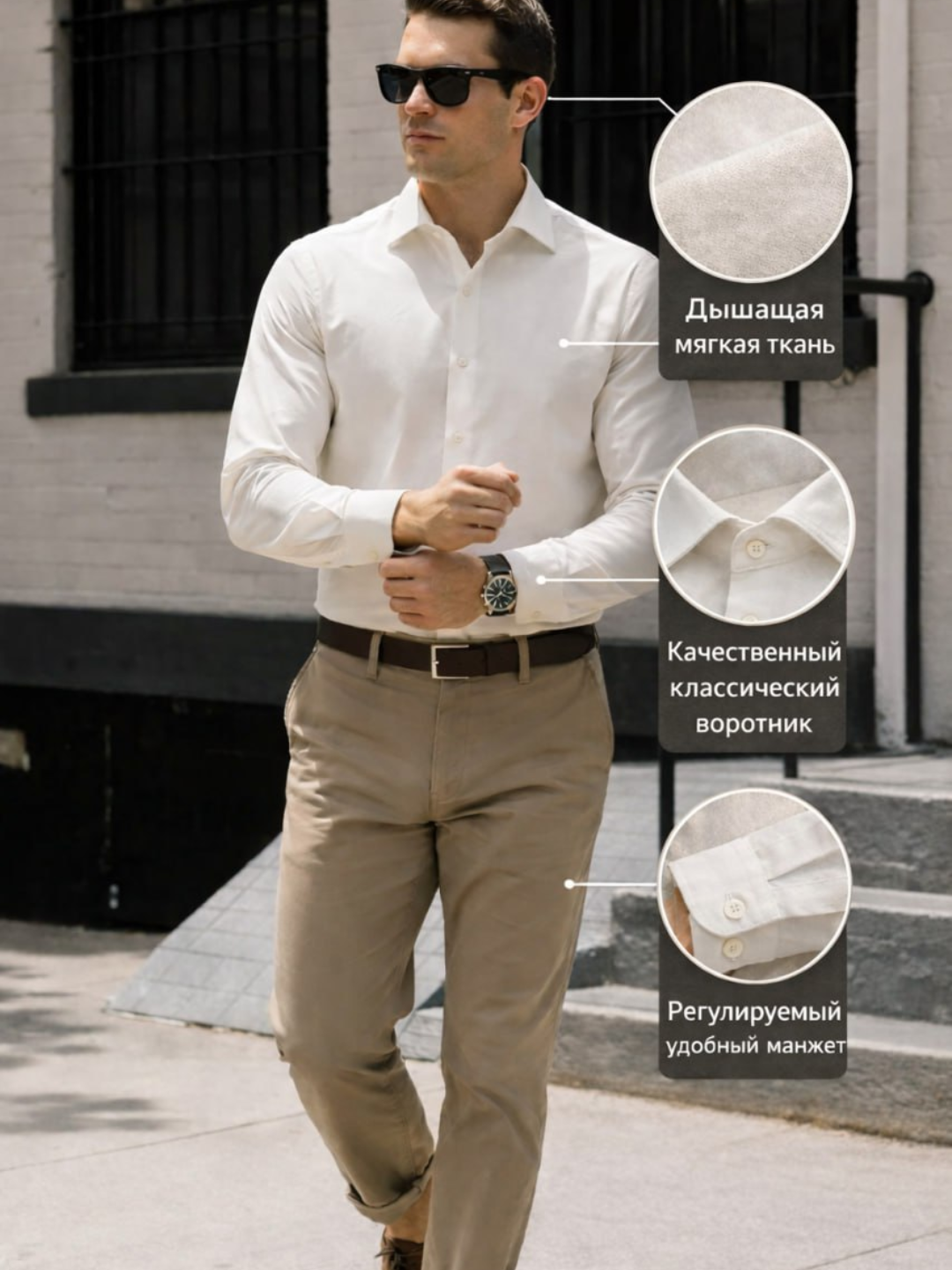 Рубашка  1, размер XL,  молочный/экрю — фото 1