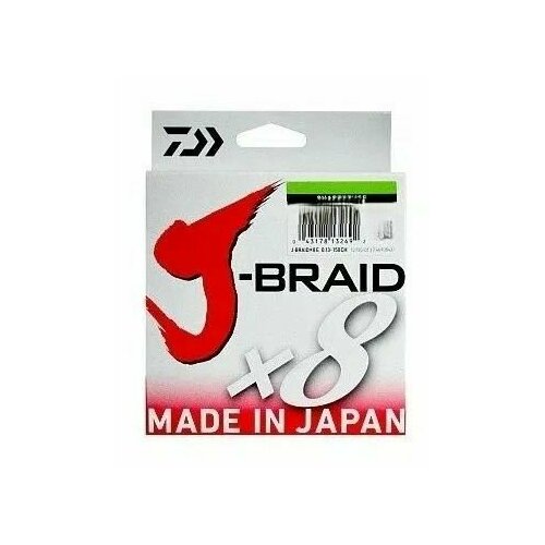 Плетеный шнур DAIWA J-Braid X8 d 0.20 мм, 300 м, 13 кг, салатовый