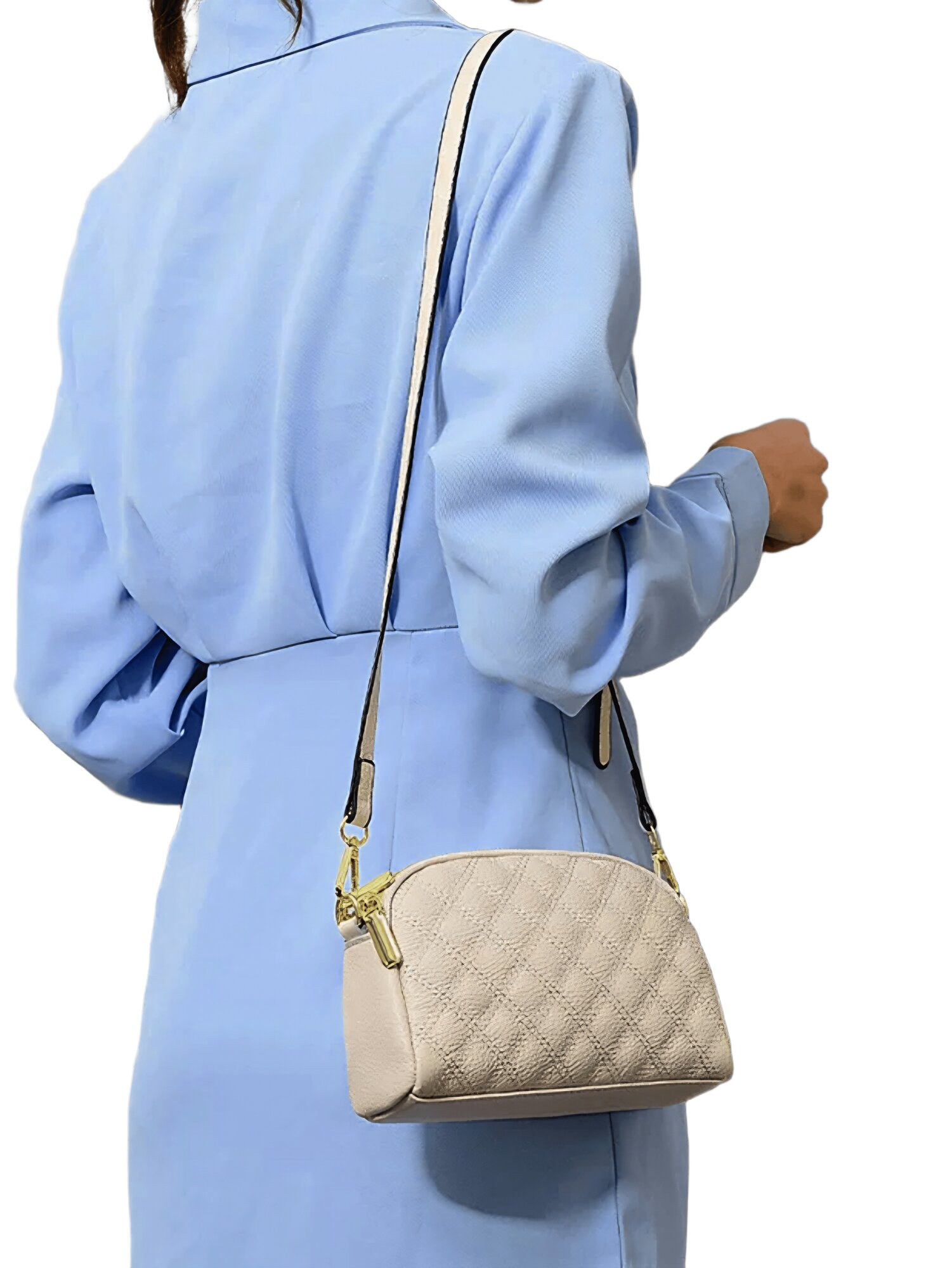 Сумка кросс-боди VANDEE из натуральной кожи, VANDEE, фактура матовая, стеганая, светло-бежевый — фото 1