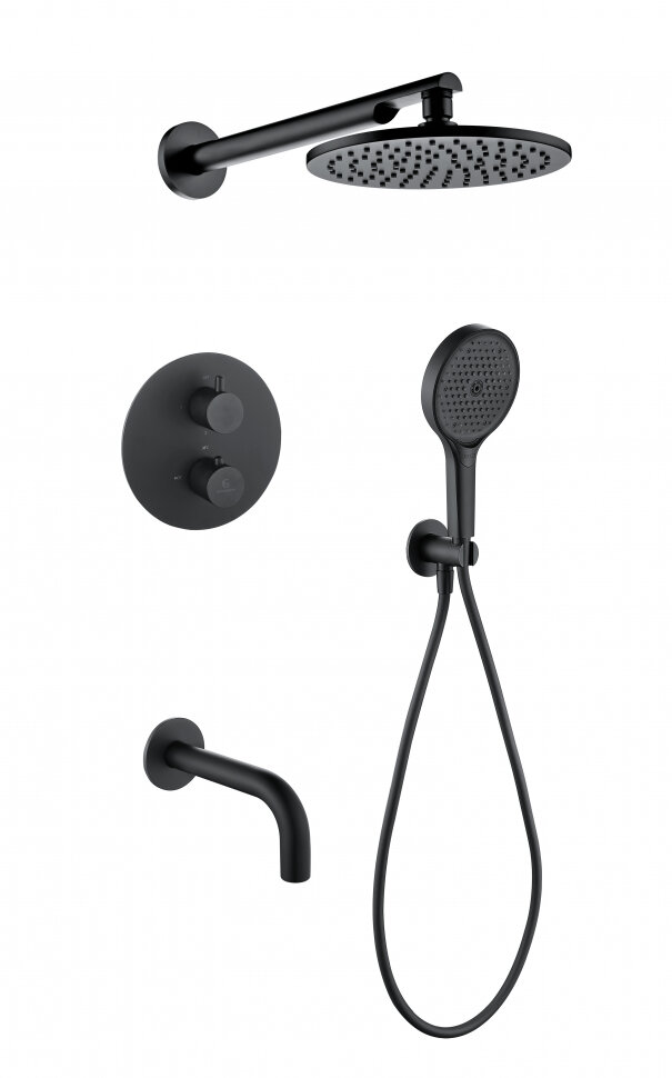 Душевая система Grocenberg, GB5091, с термостатом, черный матовый