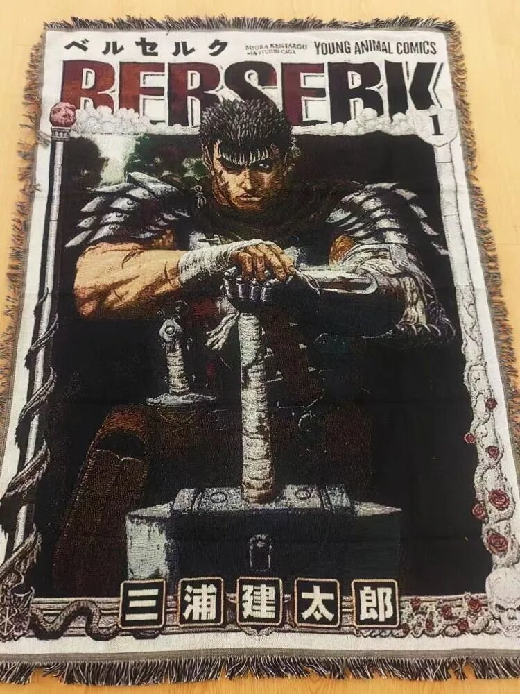 Гобелен Berserk, 160х130 см, Аниме арт, Хлопок, Декоративный настенный текстиль для дома