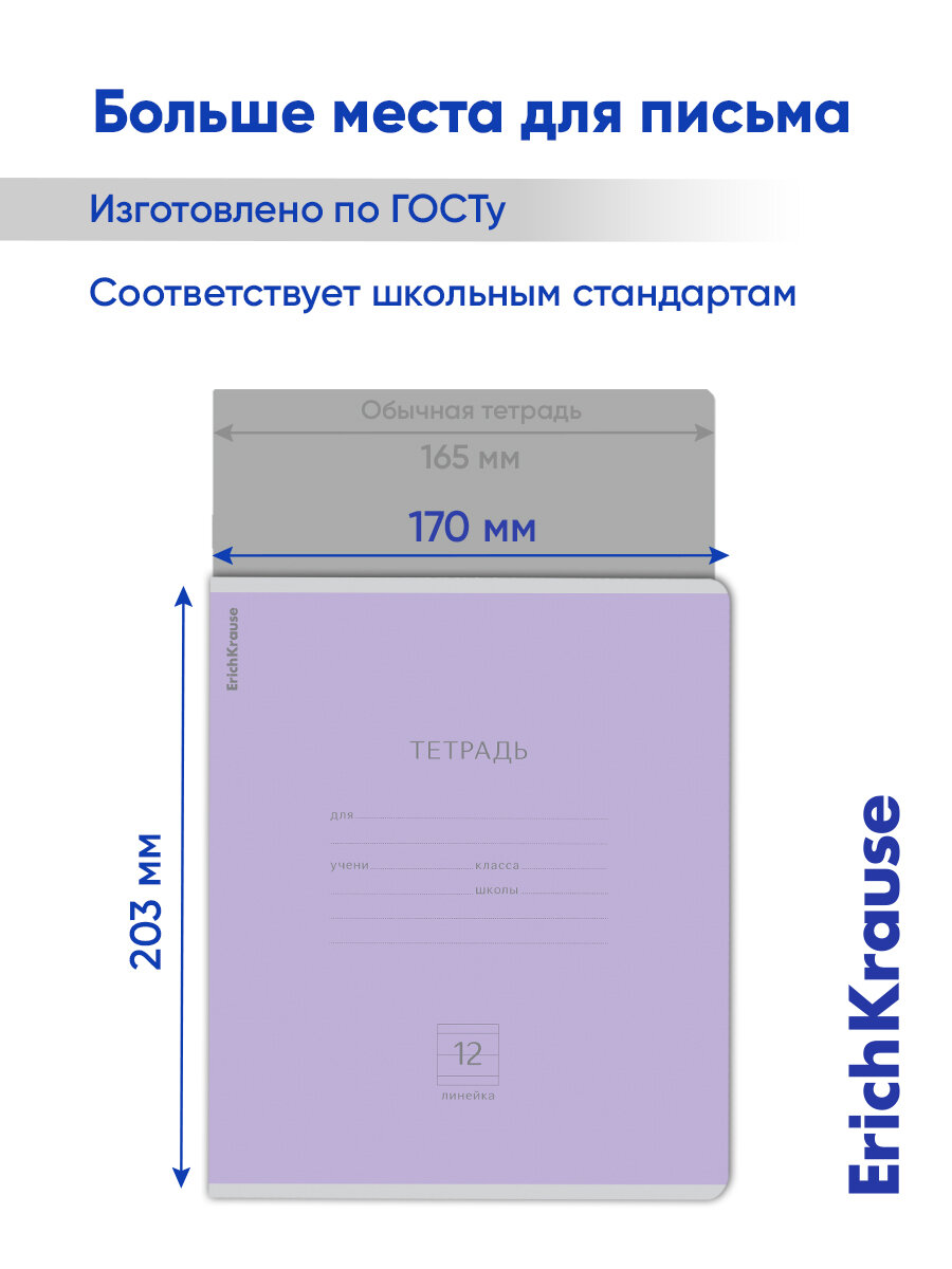 Тетрадь школьная ученическая ErichKrause Классика ассорти, 12 листов, линейка (в плёнке по 10 шт.) — фото 5