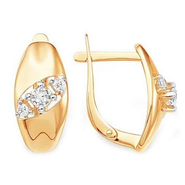Серьги JEWELIN, красное золото, 585 проба, фианит