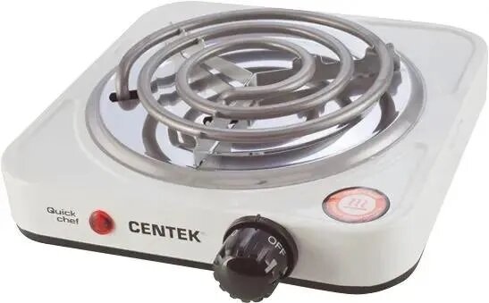 Электрическая плитка Centek CT-1508 (белый) 1конфорка ТЭН 140мм, 1000Вт, индикатор работы
