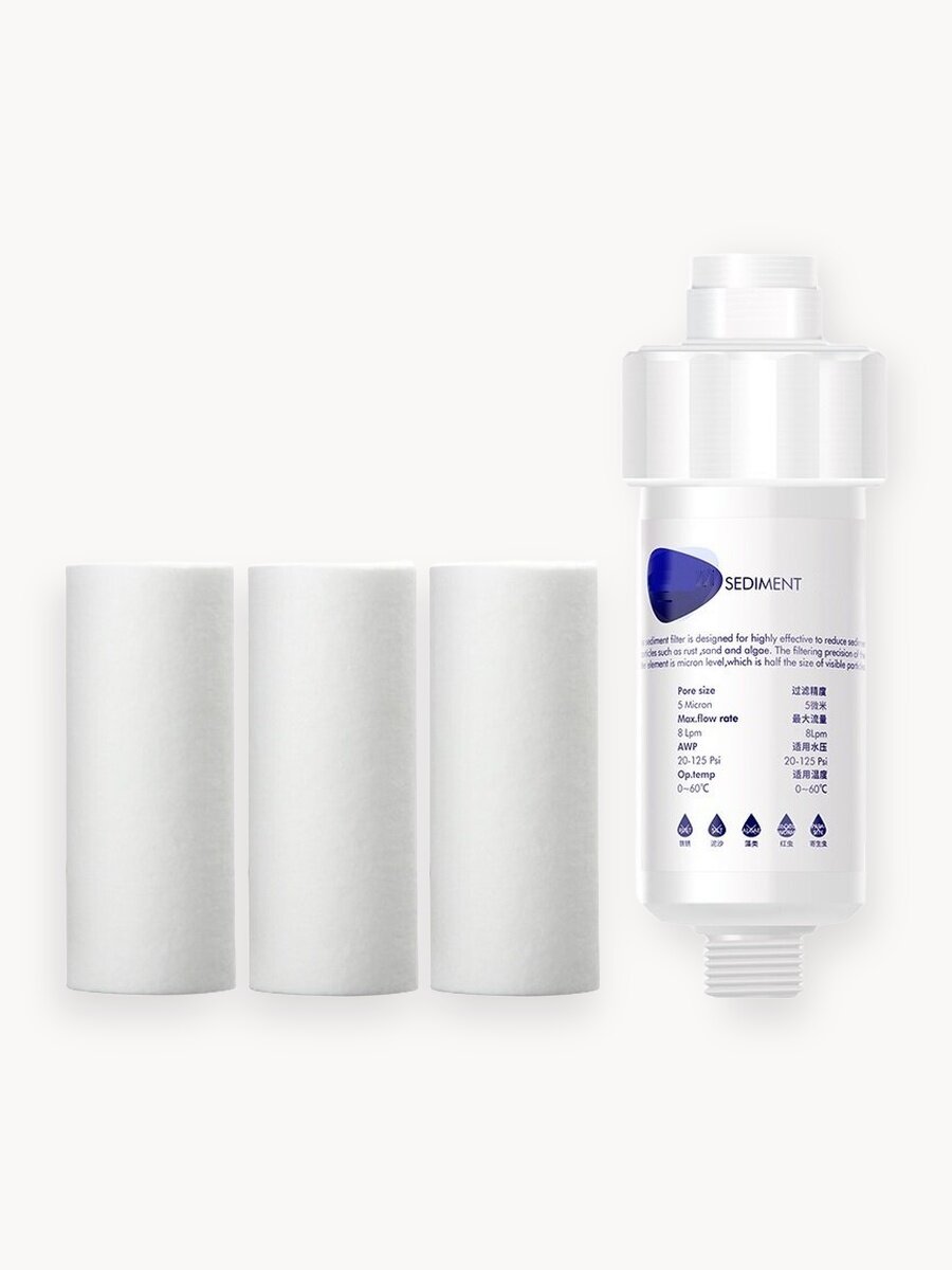 Фильтр для душа от жесткости воды и хлора, 3 сменных картриджа