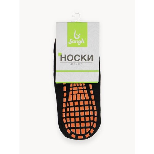 Носки для йоги Sangh 36-41 размер, противоскользящие, хлопок/эластан, черные