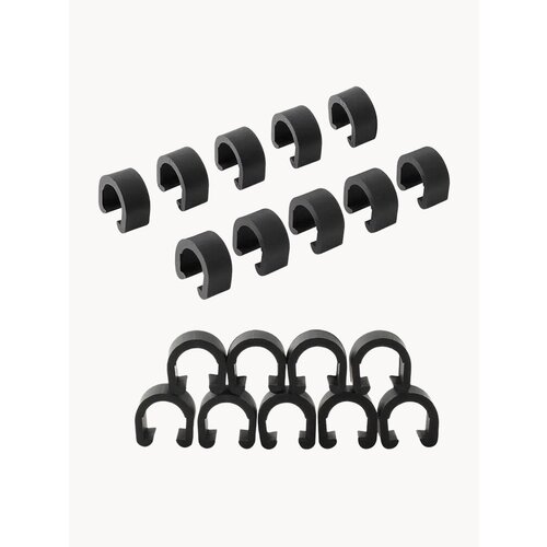 Держатели-клипсы для тросов велосипеда Energy на раму, пластиковые, черные, 20 шт