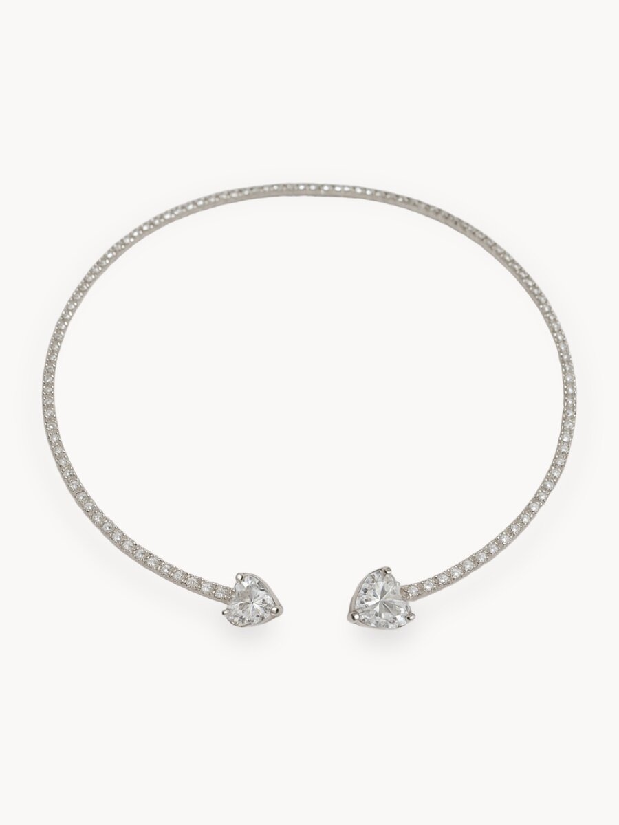 Чокер, кристалл, длина 37 см, серебристый