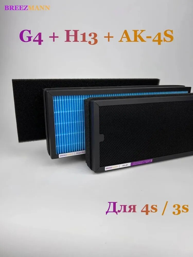 Комплект фильтров G4 + H13 + AK-4S для приточной установки бризера 4s / 3s