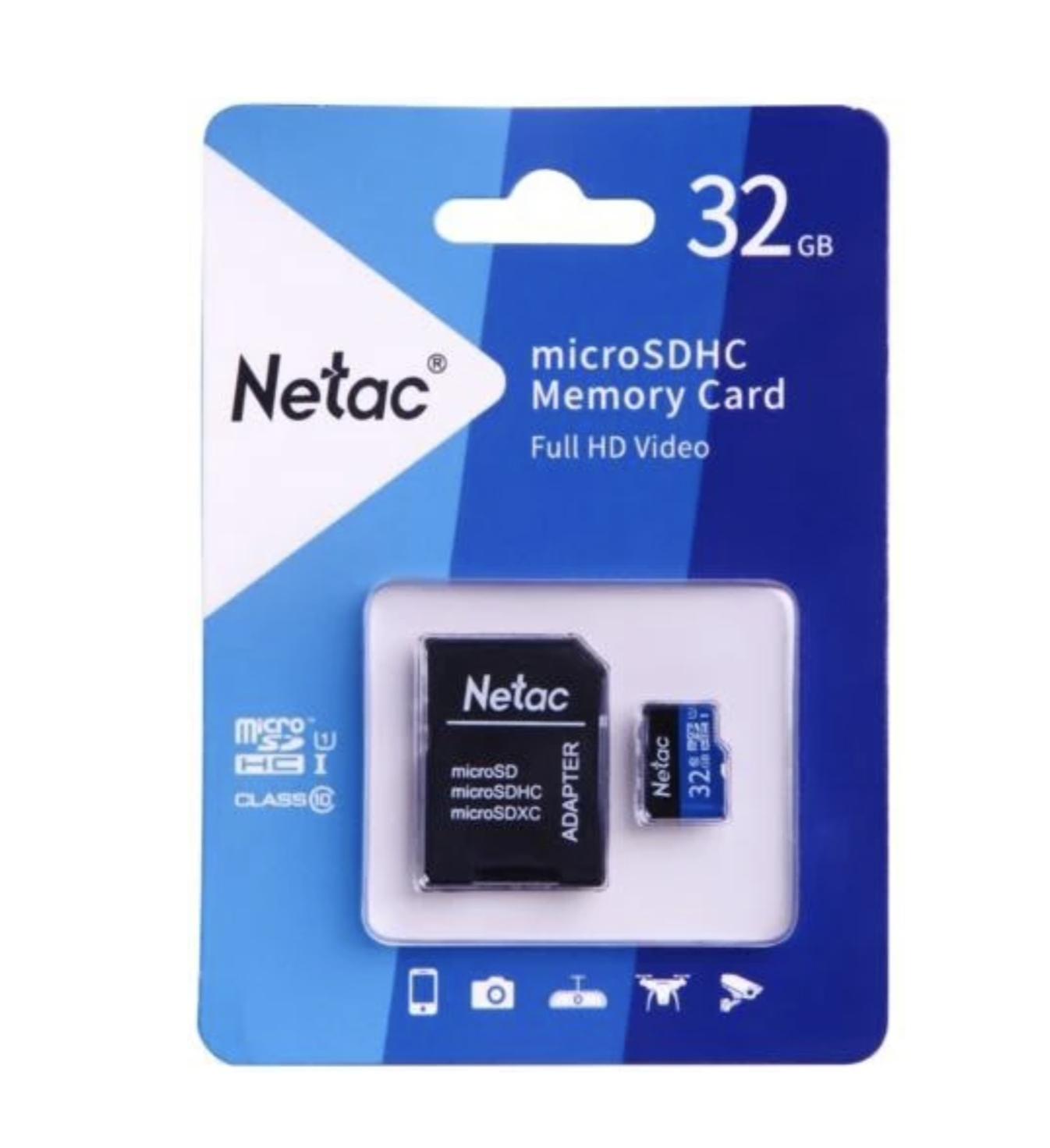 Карта памяти NETAC MICRO SDHC 32GB + ADP NT02P500STN-032G-R, с адаптером — фото 1