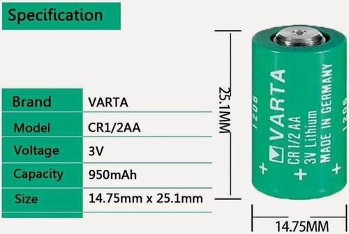 Изображение товара Батарейка VARTA CR1/2AA S (CR14250) литиевая, 3В, (1) штука. (Германия)