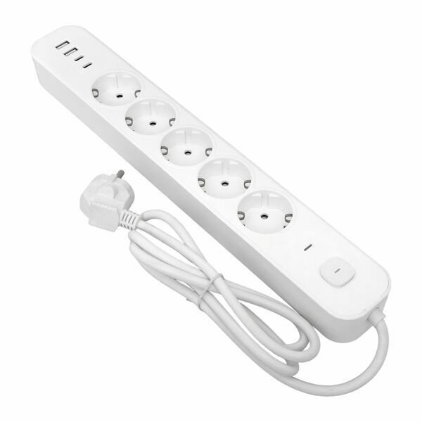 Удлинитель 5х1.5м IP20 2USB 2.4А+2type-C LUX 1.5кв. мм EKF UBA-LUX-515-TC — фото 1