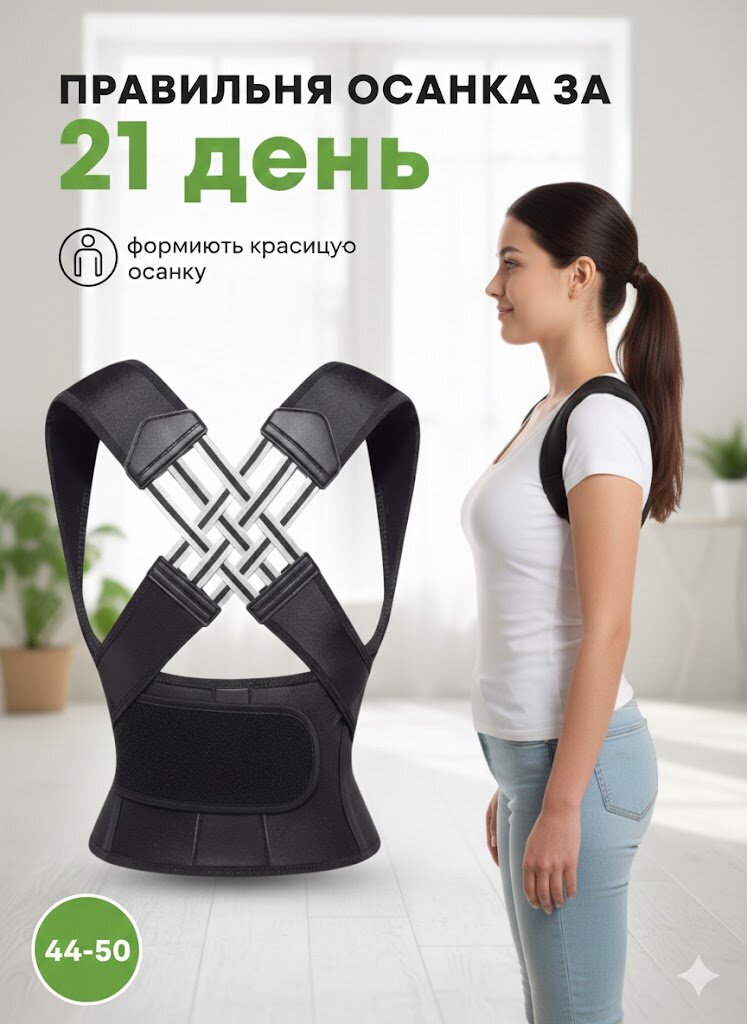 Корректор осанки для спины и плеч, корсет для выпрямления позвоночника, размер 44-50