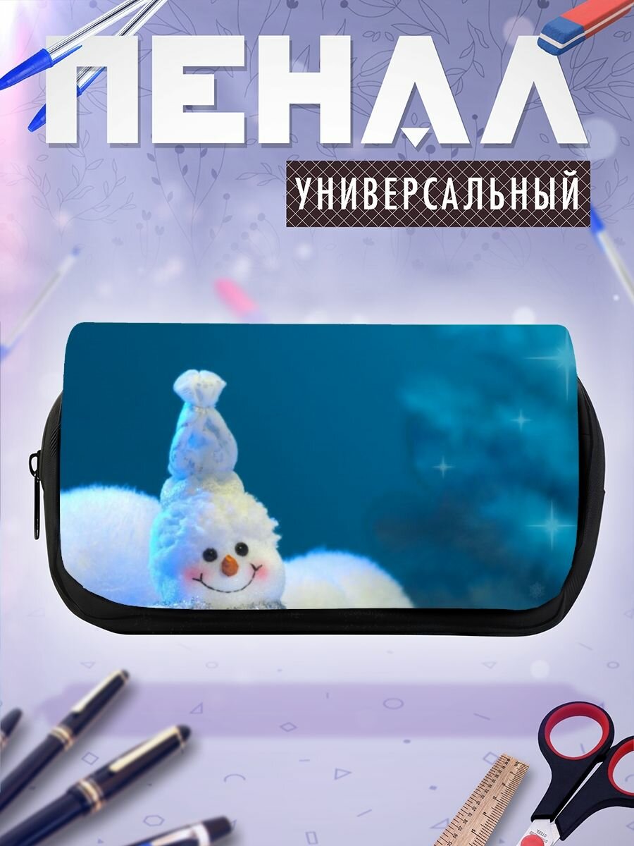 Школьный пенал Снеговик зима